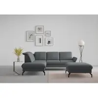 Sit&More Ecksofa SIT & MORE "Fashion L-Form", grau (dunkelgrau), B:250cm H:84cm T:207cm, Sofas, Ecksofa, wahlweise mit Kopfteilverstellung und Vorziehsitz, motorisch