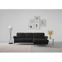 Sit&More Ecksofa SIT & MORE "Fashion L-Form", schwarz, B:253cm H:84cm T:165cm, Sofas, Ecksofa, wahlweise mit Kopfteilverstellung, Vorziehsitz, motorisch, Nickelfüße