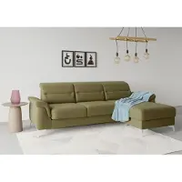 Sit&More Ecksofa SIT & MORE "Sinatra L-Form", grün (olive), B:258cm H:85cm T:170cm, 98% Polyester, 2% Polyamid, Sofas, Ecksofa, mit Recamiere, optinal mit Kopfteilverstellung und Armteilfunktion
