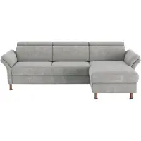 Otto Home Ecksofa "Calypso L-Form", grau (hellgrau), B:260cm H:85cm T:172cm, 100% Polyester, Sofas, Ecksofa, mit motorischen Funktionen im Sofa und Recamiere