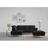 Sit&More Ecksofa SIT & MORE "Fashion L-Form", schwarz, B:250cm H:84cm T:207cm, Sofas, Ecksofa, wahlweise mit Kopfteilverstellung, Vorziehsitz, motorisch, Nickelfüße