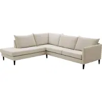 Atlantic Home Collection Ecksofa "Rekvik L-Form", beige (creme), B:258cm H:79cm, , Sofas, Ecksofa, mit Wellenunterfederung, mit Massivholzfüßen