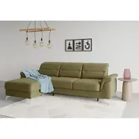 Sit&More Ecksofa SIT & MORE "Sinatra L-Form", grün (olive), B:258cm H:85cm T:170cm, 98% Polyester, 2% Polyamid, Sofas, Ecksofa, mit Recamiere, optinal mit Kopfteilverstellung und Armteilfunktion