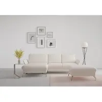 Sit&More Ecksofa SIT & MORE "Fashion L-Form", beige (creme), B:253cm H:84cm T:165cm, Sofas, Ecksofa, wahlweise mit Kopfteilverstellung, Vorziehsitz, motorisch, Nickelfüße