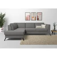 Sit&More Ecksofa SIT & MORE "Olsen L-Form", grau, B:248cm H:88cm T:201cm, 98% Polyester 2%Polyamid, Sofas, Ecksofa, inklusive Sitztiefenverstellung, optional Schlaffunktion, 15cm hoch