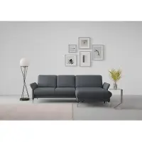 Sit&More Ecksofa SIT & MORE "Fashion L-Form", grau (dunkelgrau), B:253cm H:84cm T:165cm, Sofas, Ecksofa, wahlweise mit Kopfteilverstellung, Vorziehsitz, motorisch, Nickelfüße
