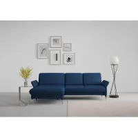 Sit&More Ecksofa SIT & MORE "Fashion L-Form", blau, B:253cm H:84cm T:165cm, Sofas, Ecksofa, wahlweise mit Kopfteilverstellung, Vorziehsitz, motorisch, Nickelfüße