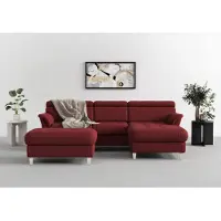 Sit&More Ecksofa SIT & MORE "Marano L-Form", rot (bordeaux), B:257cm T:166cm, 100% Polyester, Sofas, Ecksofa, inklusive Kopfteilverstellung, wahlweise mit Bettfunktion, Bettkasten
