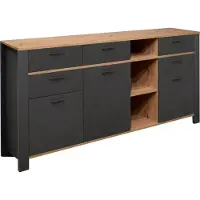 Mäusbacher Sideboard MÄUSBACHER "Nele", schwarz (anthrazit matt lack, asteiche), B:193cm H:92cm T:44cm, Sideboards, Sideboard, Breite 193 cm