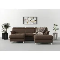 Sit&More Ecksofa SIT & MORE "Marano L-Form", braun, B:257cm T:166cm, 100% Polyester, Sofas, Ecksofa, inklusive Kopfteilverstellung, optional Schlaffunktion & Bettkasten