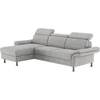 Otto Home Ecksofa "Calypso L-Form", grau (hellgrau), B:260cm H:85cm T:172cm, 100% Polyester, Sofas, Ecksofa, mit motorischen Funktionen im Sofa und Recamiere