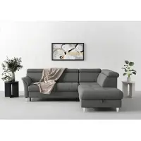 Sit&More Ecksofa SIT & MORE "Marano L-Form", grau (steel), B:252cm T:216cm, 100% Polyester, Sofas, Ecksofa, inklusive Kopfteilverstellung, optional Schlaffunktion & Bettkasten