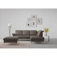 Sit&More Ecksofa SIT & MORE "Fashion L-Form", braun, B:250cm H:84cm T:207cm, Sofas, Ecksofa, wahlweise mit Kopfteilverstellung, Vorziehsitz, motorisch, Nickelfüße