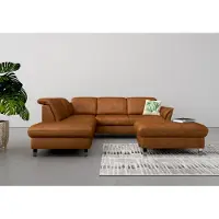 Sit&More Ecksofa SIT & MORE "Maggiore L-Form", braun (cognac), B:261cm H:88cm T:224cm, 100% Polyester, Sofas, Ecksofa, wahlweise mit Kopfteilverstellung, Schlaffunktion und Stauraum