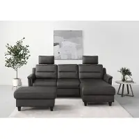 Sit&More Ecksofa SIT & MORE "Farö L-Form", grau (anthrazit), B:234cm H:90cm T:168cm, Sofas, Ecksofa, inklusive Federkern, wahlweise mit Schlaffunktion und Bettkasten