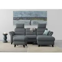 Sit&More Ecksofa SIT & MORE "Mellum L-Form", grau (dunkelgrau), B:250cm H:87cm T:163cm, 100% Polyester, Sofas, Ecksofa, Federkern, optional Schlaffunktion, Bettkasten & Armteilfunktion