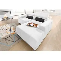 Domo Ecksofa "BRANDON inkl. Kopfteilverstellung, 214x100x80 cm, L-Form", weiß, B:214cm H:80cm T:175cm, Sofas, Ecksofa, Mit Kopfteilverstellung, auch in Leder und Cord, L-Form