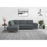 Sit&More Ecksofa SIT & MORE "Westham L-Form", grau, B:261cm H:88cm T:179cm, 100% Polyester, Sofas, Ecksofa, mit Ottomane, mit oder ohne Schlaffunktion, Bettkasten, Verstellung