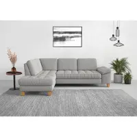 Sit&More Ecksofa SIT & MORE "Westham L-Form", silber, B:261cm H:88cm T:179cm, 90% Polyester 10%Polyamid, Sofas, Ecksofa, mit Ottomane, mit oder ohne Schlaffunktion, Bettkasten, Verstellung