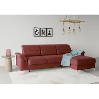 Sit&More Ecksofa SIT & MORE "Sinatra L-Form", rot (bordeaux), B:258cm H:85cm T:170cm, 100% Polyester, Sofas, Ecksofa, mit Recamiere, optinal mit Kopfteilverstellung und Armteilfunktion