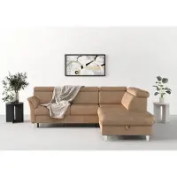 Sit&More Ecksofa SIT & MORE "Marano L-Form", braun (macciato), B:252cm T:216cm, 100% Polyester, Sofas, Ecksofa, inklusive Kopfteilverstellung, optional Schlaffunktion & Bettkasten