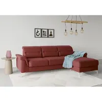 Sit&More Ecksofa SIT & MORE "Sinatra L-Form", rot (bordeaux), B:258cm H:85cm T:170cm, 100% Polyester, Sofas, Ecksofa, mit Recamiere, optinal mit Kopfteilverstellung und Armteilfunktion