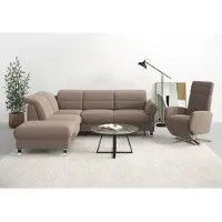 Sit&More Ecksofa SIT & MORE "Grenoble L-Form mit Federkern", grau (taupe), B:247cm H:85cm T:222cm, Sofas, Ecksofa, wahlweise mit Bettfunktion, Bettkasten, Arm- und Kopfteilverstellung
