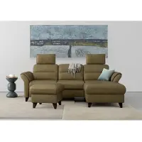 Sit&More Ecksofa SIT & MORE "Mellum L-Form", grün (olive), B:250cm H:87cm T:163cm, 100% Polyester, Sofas, Ecksofa, Federkern, optional Schlaffunktion, Bettkasten & Armteilfunktion