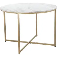 Otto Home Esstisch "Gondat", bunt (marmor, golden, goldchrome, marmor), B:110cm H:76cm T:110cm, Tische, Esstisch, mit Tischplatte in Marmor-Optik, Gestell aus Metall golden, Höhe 76 cm