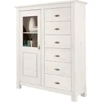 Otto Home Highboard "Rauna", weiß, B:102,8cm H:131cm T:37cm, Sideboards, Highboard, Vitrine, Breite 103 cm, FSC-zertifiziertes Massivholz