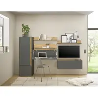 Home affaire Büromöbel-Set "CiTY/GiRON", grau (anthrazit), B:250cm H:158cm T:40cm, Arbeitsmöbel-Sets, Büromöbel-Set, Wandsekretär, Home Office