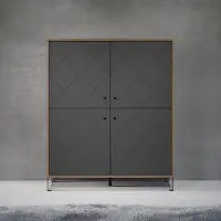 Home affaire Highboard "Molveno", eiche kraft gold melamin, graphite tiefzieh, B:123cm H:136cm T:40cm, Sideboards, Highboard, Highboard mit 4 Türen & Soft-Close - (B/T/H) 123/40/136 cm
