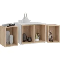 FMD Couchtisch "Joker 1", weiß (weiß, eiche nb, weiß, weiß), B:71,5cm H:50cm T:67,5cm, Tische, Couchtisch