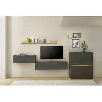 Home affaire Büromöbel-Set "CiTY/GiRON", grau (anthrazit), B:360cm H:170cm T:40cm, Arbeitsmöbel-Sets, Büromöbel-Set, Wandsekretär, Home Office