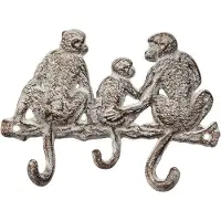 Ambiente Haus Wandhaken "Haken aus Gussisen - 3 Affen", weiß (antikweiß, braun), B:18cm H:13cm, Gusseisen, Haken, Wandhaken