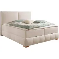 Guido Maria Kretschmer Home & Living Boxbett "Wehma mit Kopfteil inkl. Bettkasten", beige, B:190cm L:213cm, Komplettbetten, Boxbett, in H2, H3 & H4 wählbar, inklusive Topper