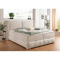 Otto Home Boxbett "Wehma mit Kopfteil inkl. Bettkasten", beige, B:170cm L:213cm, Komplettbetten, Boxbett, in H2, H3 & H4 wählbar, inklusive Topper