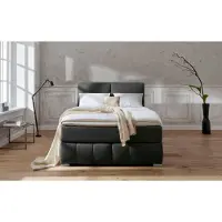Home affaire 1100000002199 "Wehma", grau (anthrazit), B:150cm L:213cm, Struktur fein (100% Polyester), Komplettbetten, 1100000002199, inkl. Topper in 3 verschiedenen Matratzen, auch in Samtstoff
