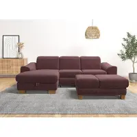 Home affaire Ecksofa "Dundee L-Form", lila (flieder), B:264cm H:86cm T:170cm, Sofas, Ecksofa, wahlweise mit Kopfteilverstellung und zusätzlich mit Bettfunktion