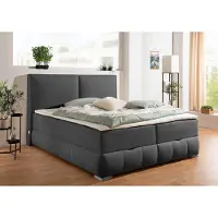 Guido Maria Kretschmer Home & Living Boxbett "Wehma", grau (anthrazit), B:190cm L:213cm, Komplettbetten, Boxbett, in H2, H3 & H4 wählbar, inklusive Topper