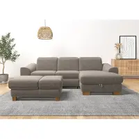 Home affaire Ecksofa "Dundee L-Form", grau (taupe), B:264cm H:86cm T:170cm, Sofas, Ecksofa, wahlweise mit Kopfteilverstellung und zusätzlich mit Schlaffunktion