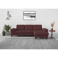 Sit&More Ecksofa SIT & MORE "Westham L-Form", lila (chianti), B:275cm H:88cm T:172cm, 90% Polyester 10% Polyamid, Sofas, Ecksofa, Recamiere, mit oder ohne Bettfunktion, Bettkasten, Füße wengefarben