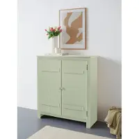 Otto Home Schuhschrank "Bertram", grün, B:100cm H:110cm T:38cm, MDF, Massivholz, Schränke, Schuhschrank, Massivholz, 2 verstellbare Einlegeböden, Magnetverschluss,Höhe 110 cm