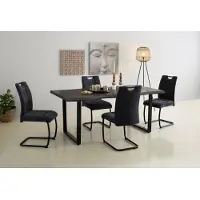 Hela Esstisch "GISELLE Baumkantentisch, Küchentisch", grau (grau, schwarz, grau), B:180cm H:76cm T:100cm, Tische, Esstisch, Kufengestell Metall, Industrial Design, 140 - 200 cm Breite, 2 Farben