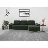 Sit&More Ecksofa SIT & MORE "Westham L-Form", grün (jungle), B:275cm H:88cm T:172cm, 90% Polyester 10% Polyamid, Sofas, Ecksofa, mit Recamiere, mit oder ohne Bettfunktion, Bettkasten, Füße Eiche