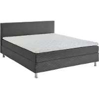 Atlantic Home Collection Boxbett "Edison", grau (dunkelgrau), B:180cm L:209cm, Bezug Bett: Cord (65% Polypropylen, 35% Polyester), , Komplettbetten, Boxbett, inkl. Bonnellfederkern-Matratze und Topper
