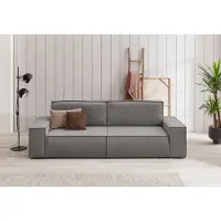 Otto Home 3-Sitzer "SHERWOOD Samtvelours Schlafsofa (257cm)", grau, B:257cm H:85cm T:106cm, 100% Polyester, Sofas, 3-Sitzer, Schlaffunktion mit Bettkasten (ca. 136/200cm)