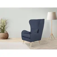 Home affaire Sessel "Charles Ohrensessel", blau (dunkelblau), B:78cm H:118cm T:94cm, 100% Polyester, Sessel, Sessel, groß und gemütlich in modernem Design