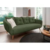 Home affaire 3-Sitzer "Baggio modern und romantisches Design, bequem", grün (moosgrün), B:236cm H:80cm T:103cm, 100% Polyester, Sofas, 3-Sitzer, Zierkissen inklusive