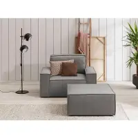 Otto Home Sessel "SHERWOOD Samtvelours Sessel-Set", grau, B:120cm H:85cm T:166cm, 100% Polyester, Sessel, Sessel, Loveseat und Hocker im Set, passend zur Polster-Serie SHERWOOD